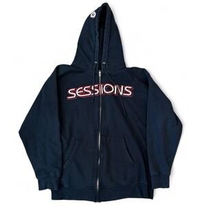 Vintage Sessions Full Zip Hoodie Adult Medium Sweatshirt Skater Surf 90s Y2K VTG